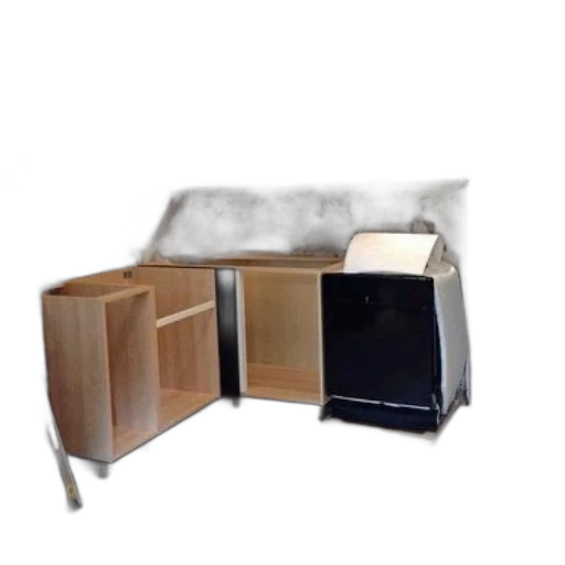 furniture, 3d render, photorealistic, kitchen, under, renovation, exposed, cabinets transparent PNG cut-out