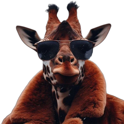 animal, creature, jacket, staff, 3d render, photorealistic, giraffe, wears transparent PNG cut-out