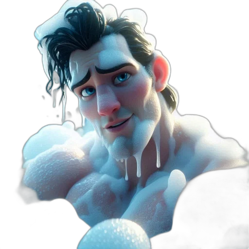 comic book art, concept art, fantasy art, cartoon, underwater, snow, fog, blue transparent PNG cut-out
