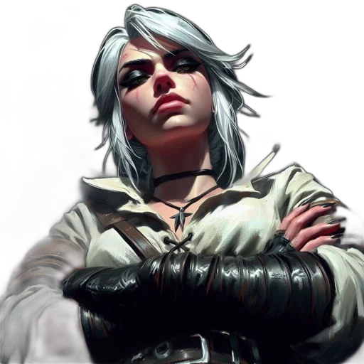 jacket, face, staff, concept art, fantasy art, cyberpunk, comic book art, monochrome transparent PNG cut-out