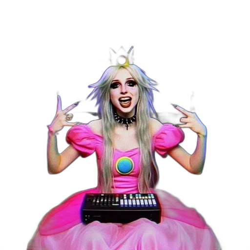 dress, creature, robot, weapon, concept art, vaporwave, 3d render, pixel art transparent PNG cut-out