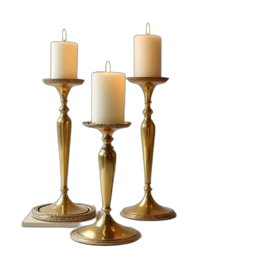furniture, jewelry, 3d render, golden, earth tones, four, brass, candle transparent PNG cut-out