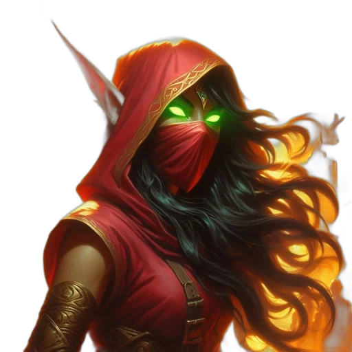 mask, staff, face, fantasy art, concept art, comic book art, pixel art, red transparent PNG cut-out