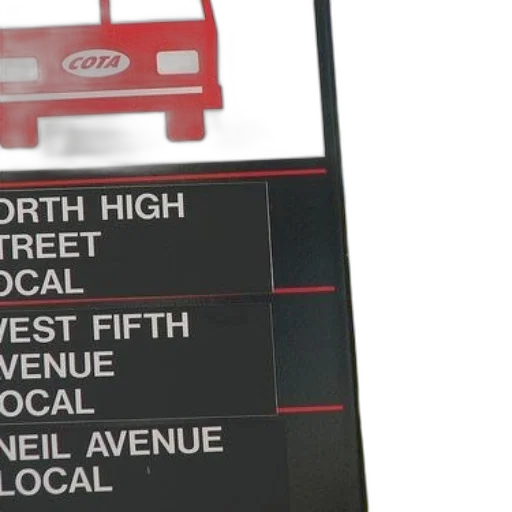 sign, cota, bus, routes, columbus, ohio transparent PNG cut-out