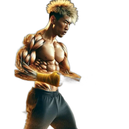 weapon, concept art, photorealistic, fantasy art, 3d render, muscular, man, workout transparent PNG cut-out