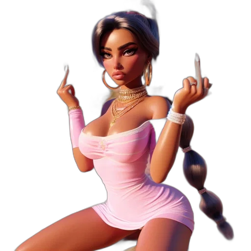 dress, staff, jewelry, weapon, concept art, 3d render, fantasy art, cartoon transparent PNG cut-out