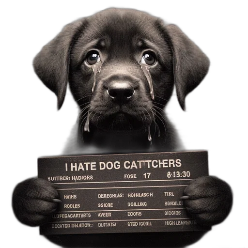 staff, puppy, holds, hate, dog, catchers, sign, mugshot transparent PNG cut-out