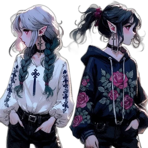 jacket, jewelry, concept art, cyberpunk, anime, fantasy art, neon lights, dark transparent PNG cut-out
