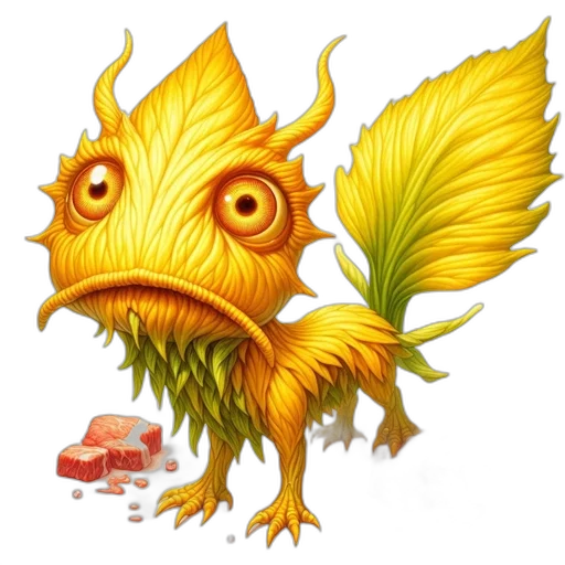 dragon, creature, food, staff, fantasy art, concept art, pixel art, photorealistic transparent PNG cut-out