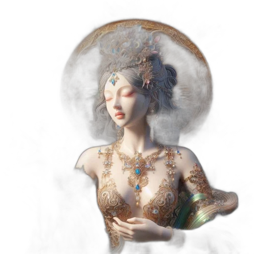 jewelry, crown, dress, staff, fantasy art, concept art, 3d render, photorealistic transparent PNG cut-out