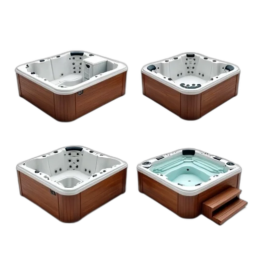 furniture, 3d render, collection, four, different, hot, tub, designs transparent PNG cut-out