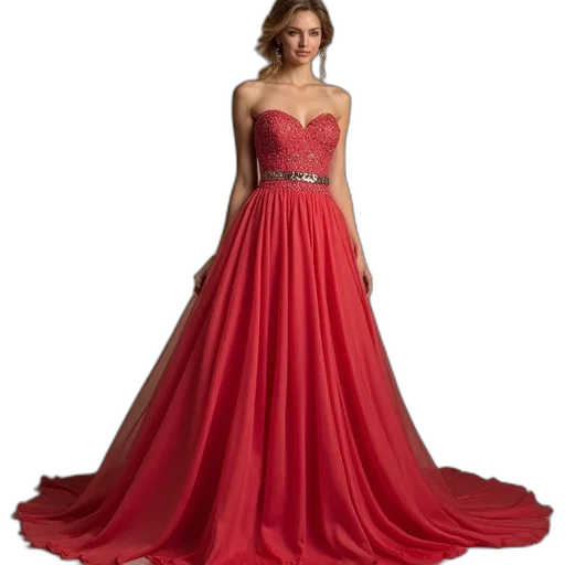 dress, jewelry, red, line, sweetheart, homecoming, belt transparent PNG cut-out
