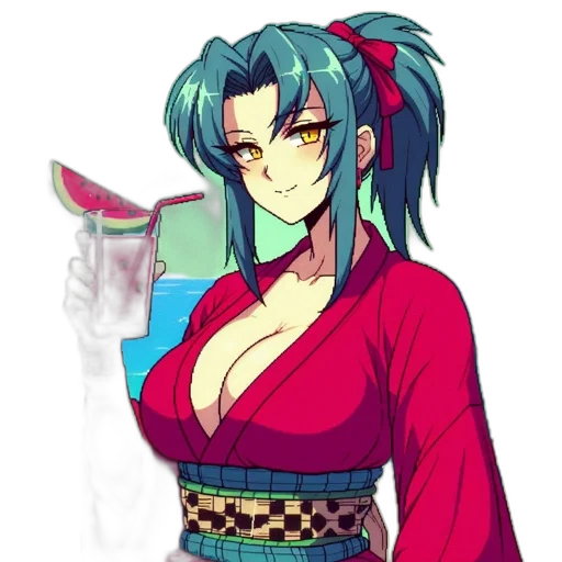 dress, staff, vaporwave, anime, pixel art, cyberpunk, fire, red transparent PNG cut-out