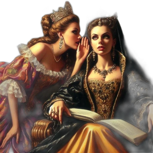 crown, jewelry, dress, oil painting, fantasy art, photorealistic, concept art, fire transparent PNG cut-out