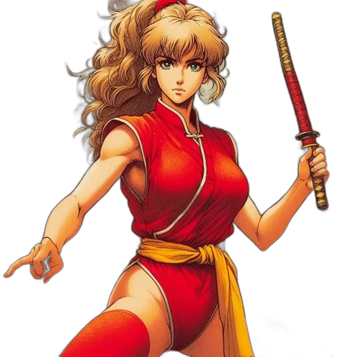 staff, comic book art, concept art, fantasy art, anime, female, character, long transparent PNG cut-out