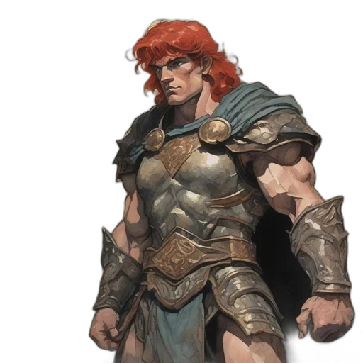 sword, concept art, fantasy art, comic book art, 3d render, earth tones, golden, muscular transparent PNG cut-out