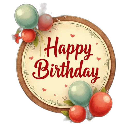 old, vintage, style, happy, birthday, card transparent PNG cut-out