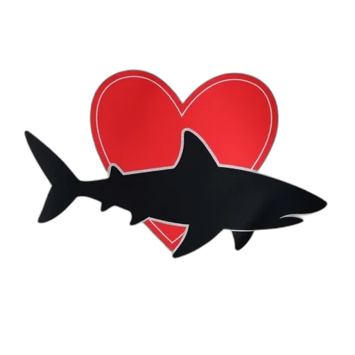 animal, gray, t-shirt, stylized, black, shark, silhouette, red transparent PNG cut-out