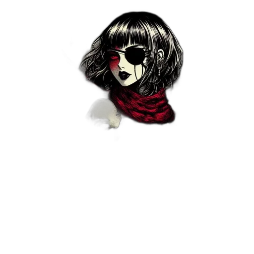 mask, face, hair, jacket, comic book art, cartoon, pixel art, anime transparent PNG cut-out