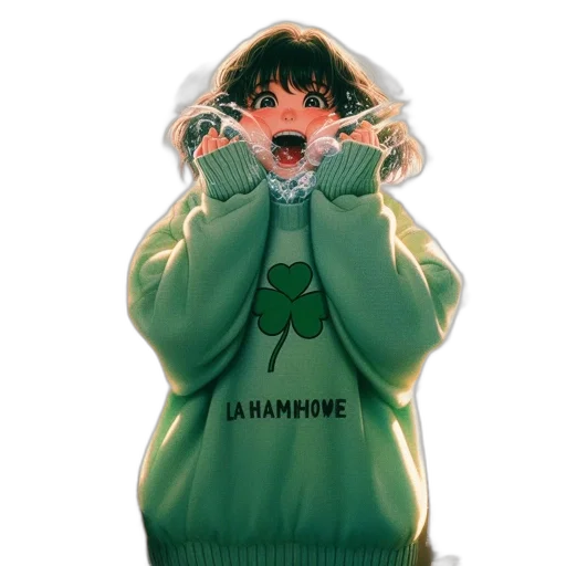 jacket, creature, weapon, dress, anime, 3d render, concept art, vaporwave transparent PNG cut-out
