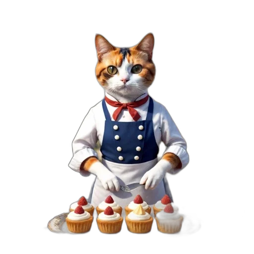 staff, food, animal, 3d render, concept art, pixel art, photorealistic, cat transparent PNG cut-out