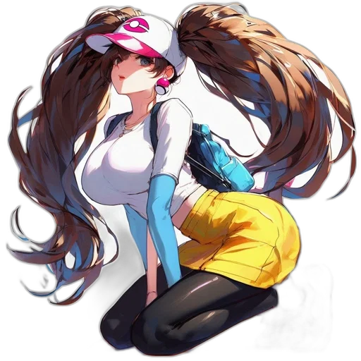 dress, hat, staff, hair, anime, pixel art, concept art, vaporwave transparent PNG cut-out