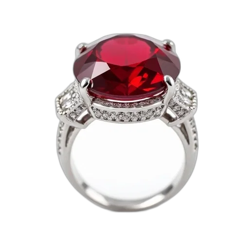 jewelry, crown, red, silver, ring, large, gemstone, smaller transparent PNG cut-out