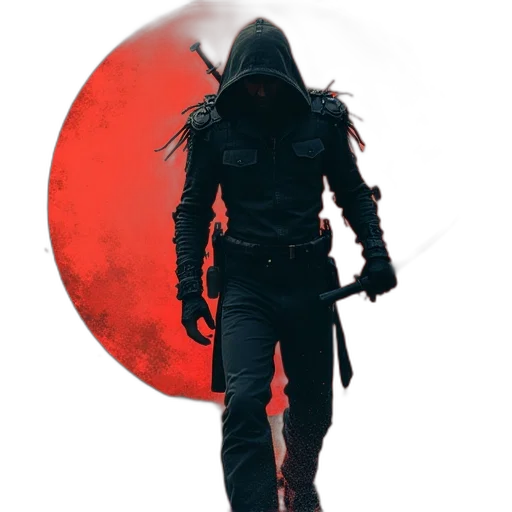 mask, sword, jacket, staff transparent PNG cut-out