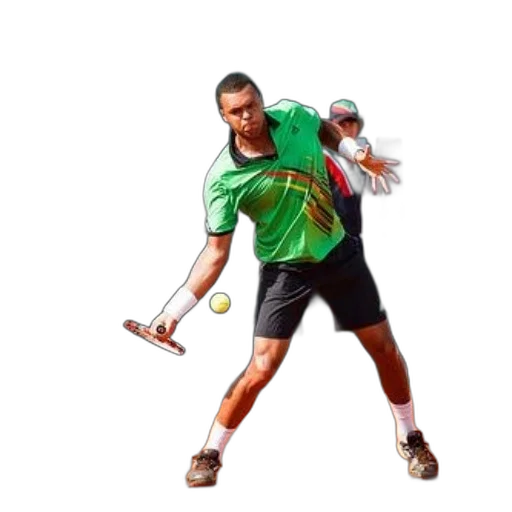 staff, 3d render, concept art, photorealistic, tennis, player, green, shirt transparent PNG cut-out