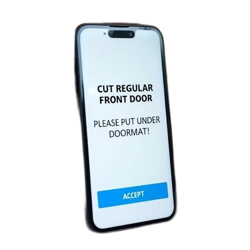 smartphone, screen, displaying, message, reads, cut, regular, front transparent PNG cut-out