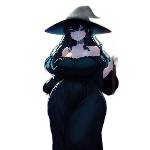 dress, hat, staff, creature, concept art, anime, pixel art, fantasy art transparent PNG cut-out