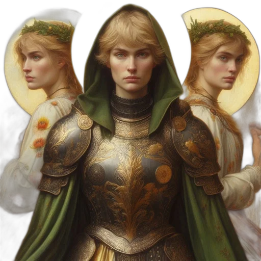 crown, sword, face, fantasy art, concept art, photorealistic, oil painting, golden transparent PNG cut-out