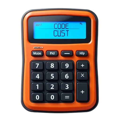 staff, modern, digital, calculator, black, orange, design, featuring transparent PNG cut-out