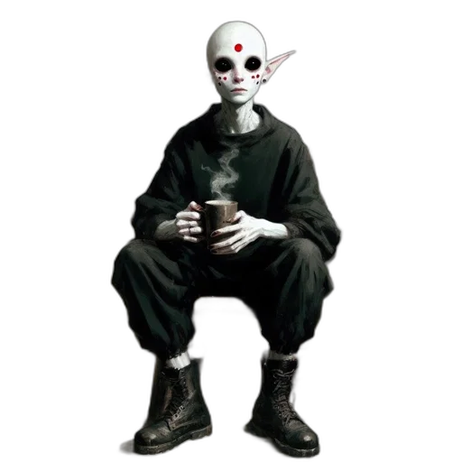 mask, staff, creature, face, concept art, pixel art, fantasy art, 3d render transparent PNG cut-out