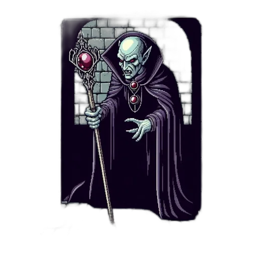 staff, mask, comic book art, concept art, pixel art, fantasy art, outer space, dark transparent PNG cut-out