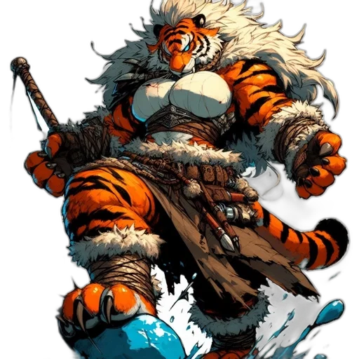 animal, weapon, comic book art, concept art, fantasy art, pixel art, muscular, anthropomorphic transparent PNG cut-out
