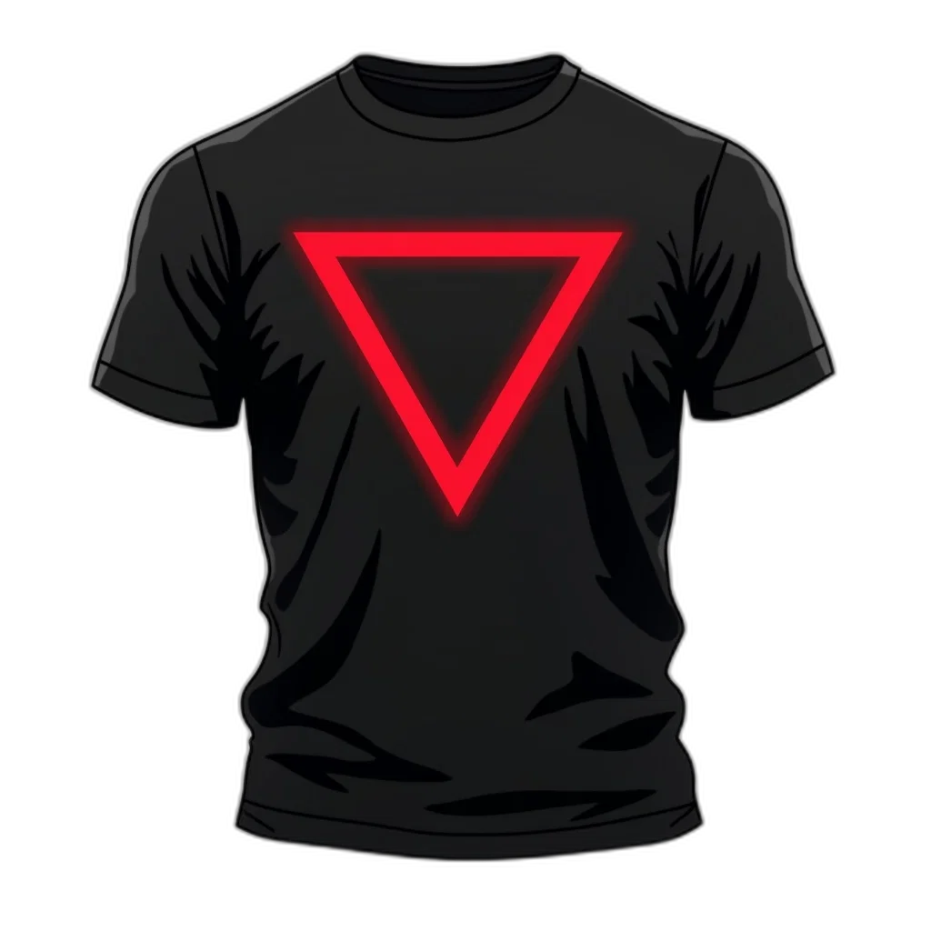 cyberpunk, 3d render, stylized, illustration, black, t-shirt, red, inverted transparent PNG cut-out