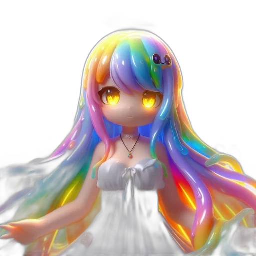 dress, hair, robot, crown, 3d render, pixel art, anime, concept art transparent PNG cut-out