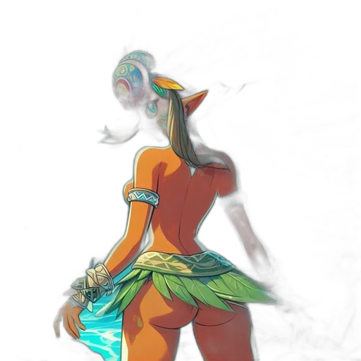 dress, mask, staff, weapon, concept art, fantasy art, watercolor, comic book art transparent PNG cut-out