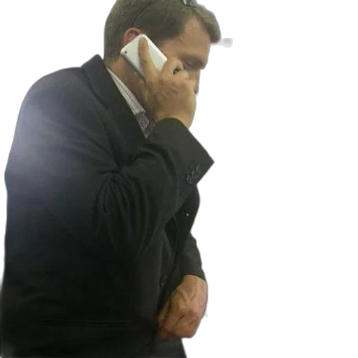 staff, man, suit, talks, his, phone, while, standing transparent PNG cut-out
