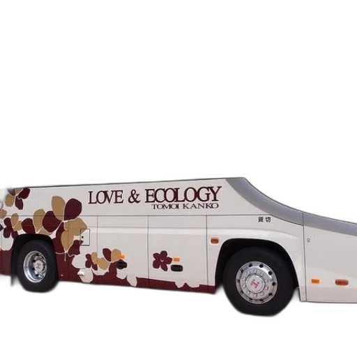 3d render, white, bus, words, love, ecology, side, parked transparent PNG cut-out