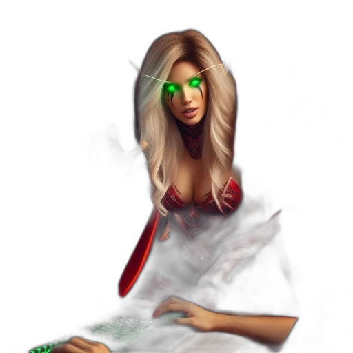 fantasy art, concept art, pixel art, photorealistic, fire, green, red, woman transparent PNG cut-out