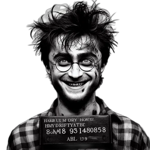 face, comic book art, concept art, photorealistic, cartoon, black, white, mugshot transparent PNG cut-out