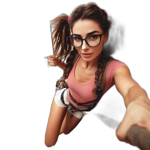 weapon, photorealistic, comic book art, fantasy art, cartoon, young, woman, descends transparent PNG cut-out