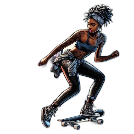 concept art, comic book art, cartoon, cyberpunk, urban, scene, features, female transparent PNG cut-out