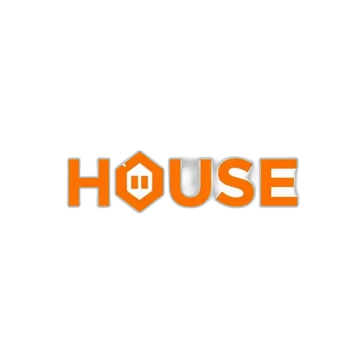 image, features, stylized, orange, white, logo, word, house transparent PNG cut-out