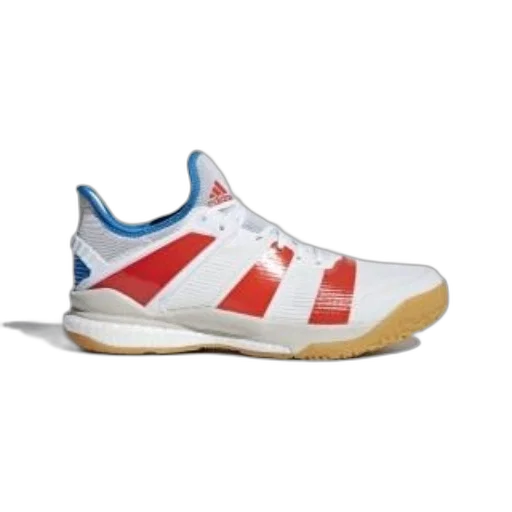 shoes, white, adidas, shoe, red, blue, accents, displayed transparent PNG cut-out
