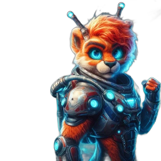 robot, staff, concept art, 3d render, fantasy art, cyberpunk, blue, anthropomorphic transparent PNG cut-out