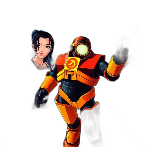 robot, concept art, 3d render, comic book art, fantasy art, fire, outer space, video transparent PNG cut-out