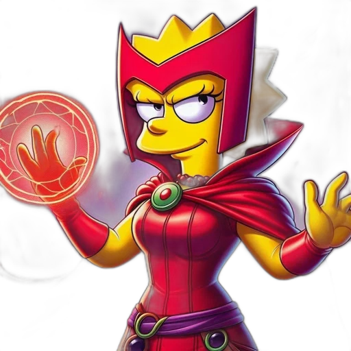 crown, 3d render, concept art, comic book art, pixel art, lisa, simpson, simpsons transparent PNG cut-out